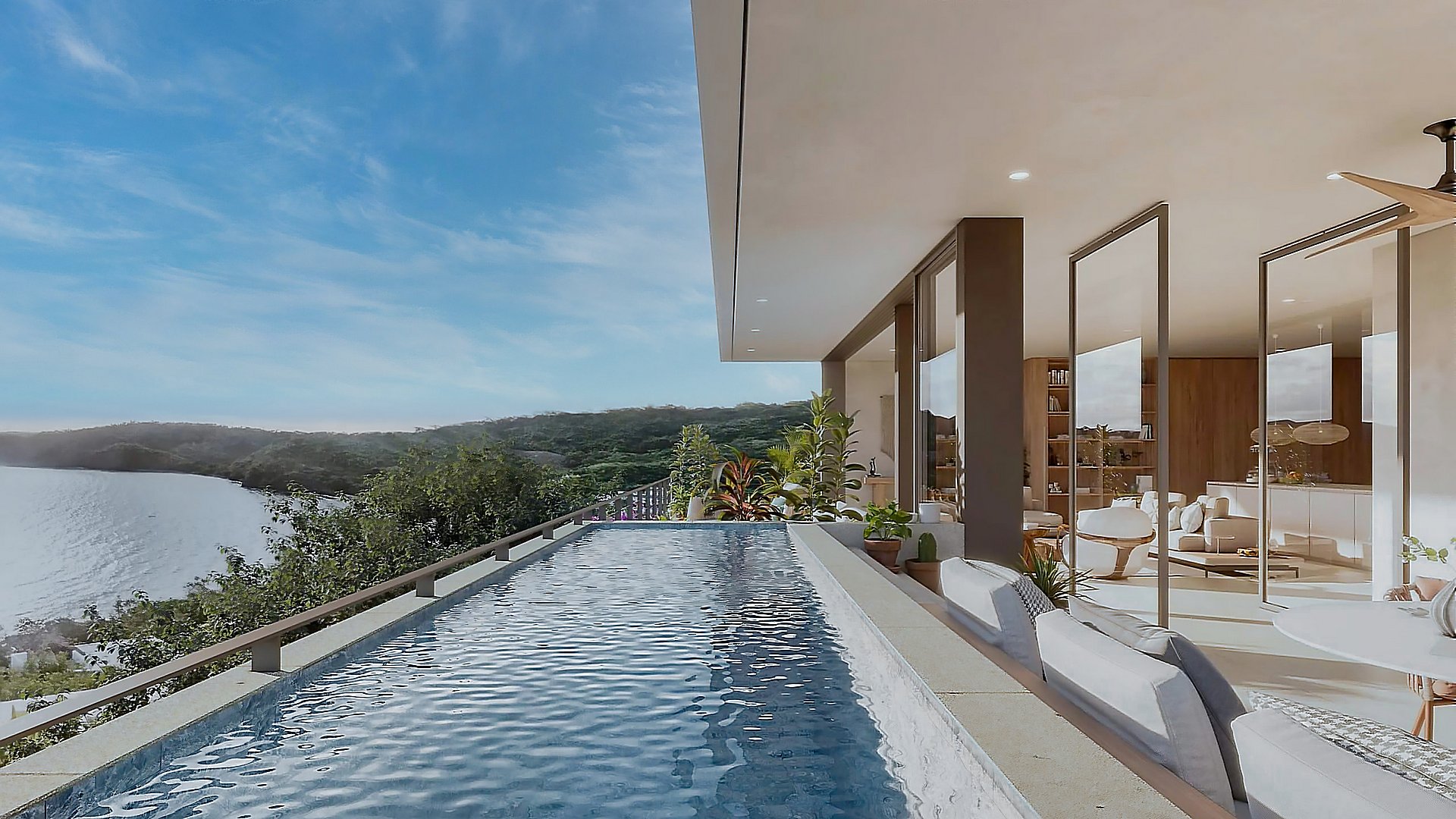 12068-Vue sur la mer de la villa de luxe en vente en surplomb de las Catalinas au Costa Rica