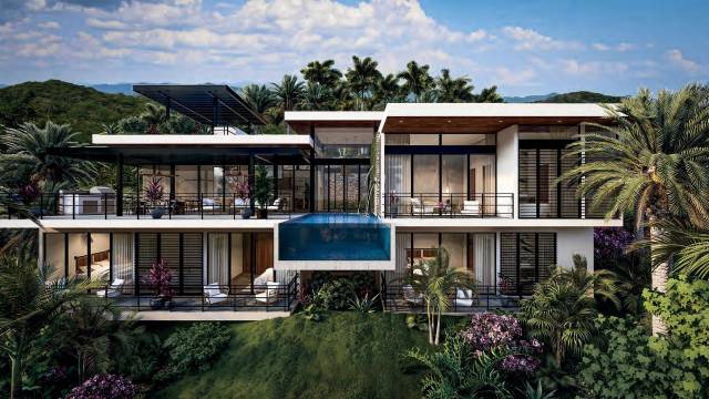 Belle villa à vendre au Costa Rica, agrémentée d'une piscine à paroi de verre très design...